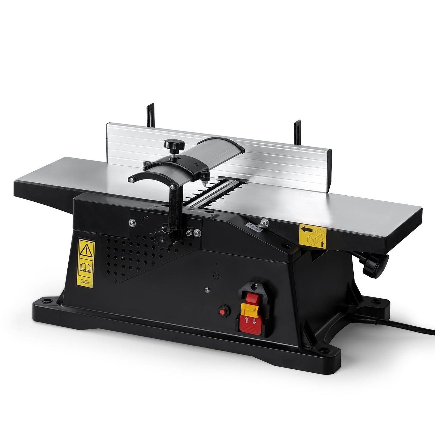 WOODSTARTER 6-Inch Benchtop Jointer with 15 Amp Motor, 12000 RPM Cutting Speed, Adjustable Fence 90–135°, Up to 1/8" Depth, HSS Blades, Table Jointer To for Woodworking DIY