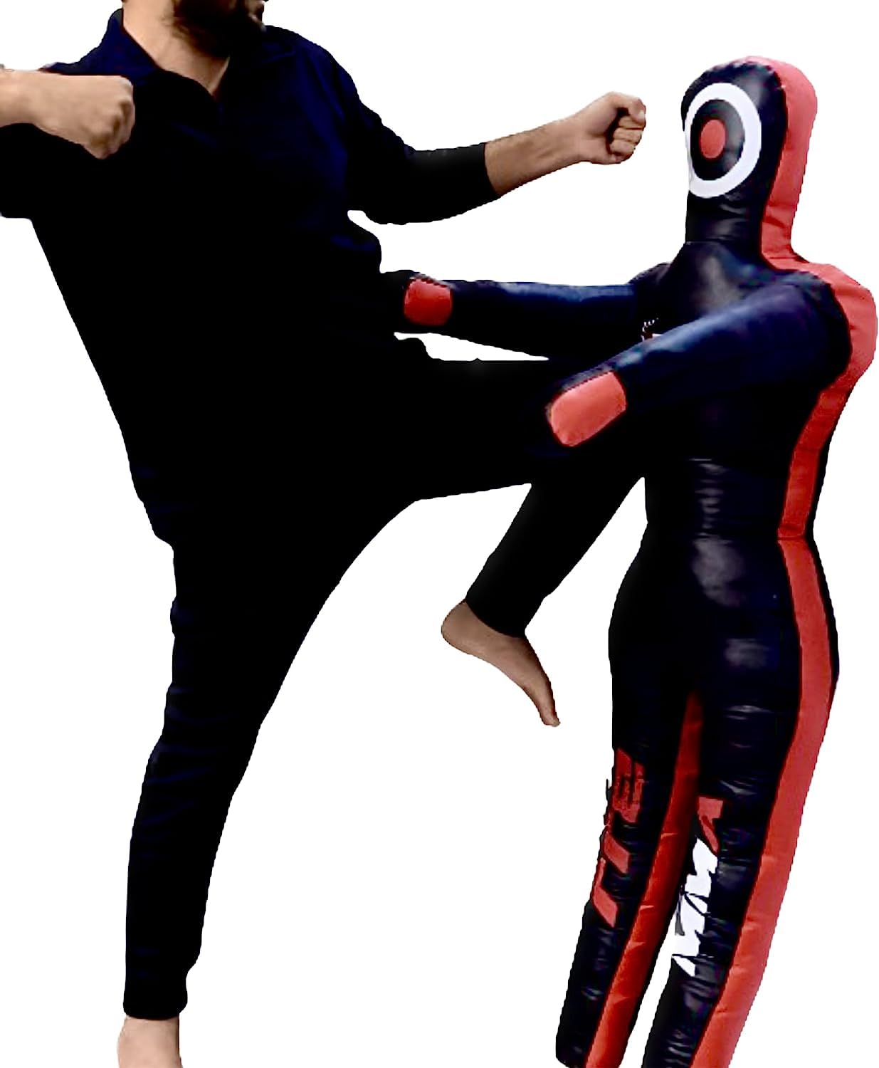 Stylso Wrestling Dummy Grappling Dummy PU Leather BJJ MMA Judo Karate Adult Jiu Jitsu Dummy - Un-Filled (Black, 6ft / 72 inches)
