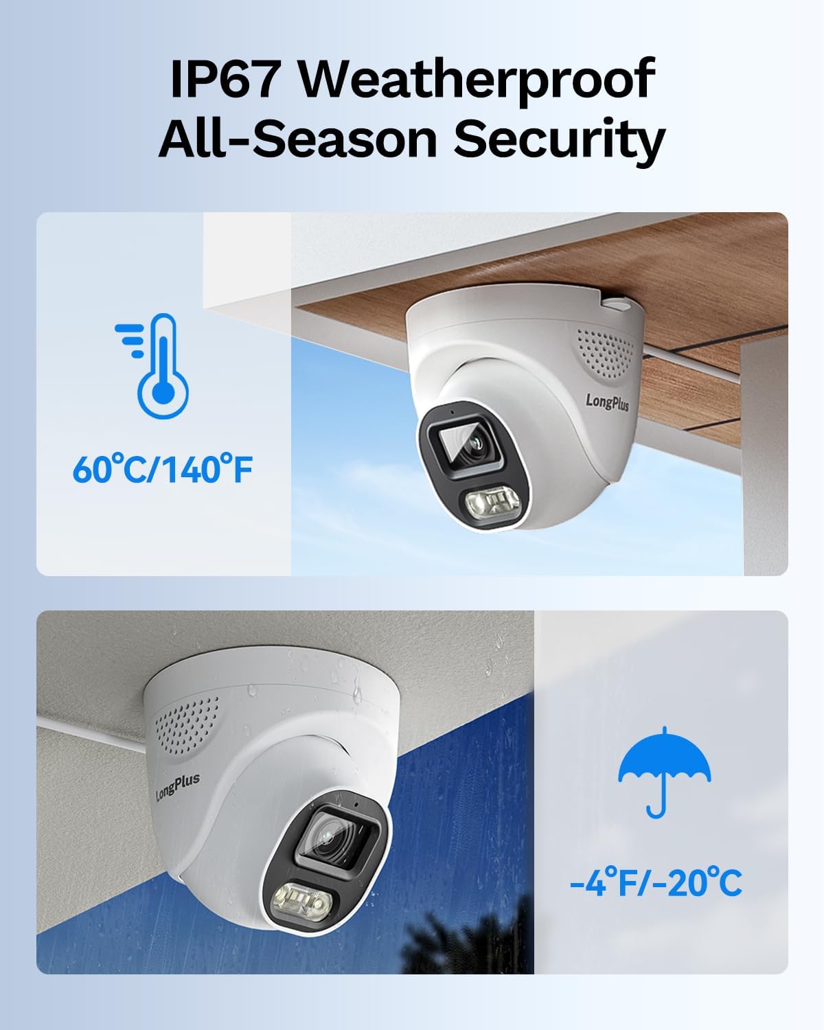 LongPlus Smart 4K 8CH Home Security Camera System, 4Pcs Wired PoE IP Cameras System Outdoor with Person/Vehicle Detection, 12MP 8CH NVR with 2TB HDD for 24-7 Recording, LP8ME84D1