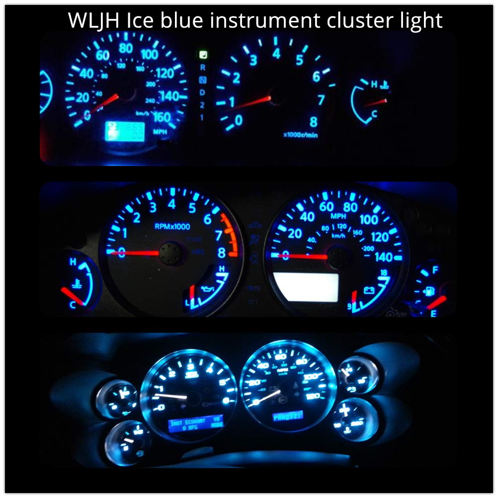 WLJH LED Light Kit for Jeep Wrangler 1992-1995, Ice Blue Gauge Cluster Replacement, Aluminum Material