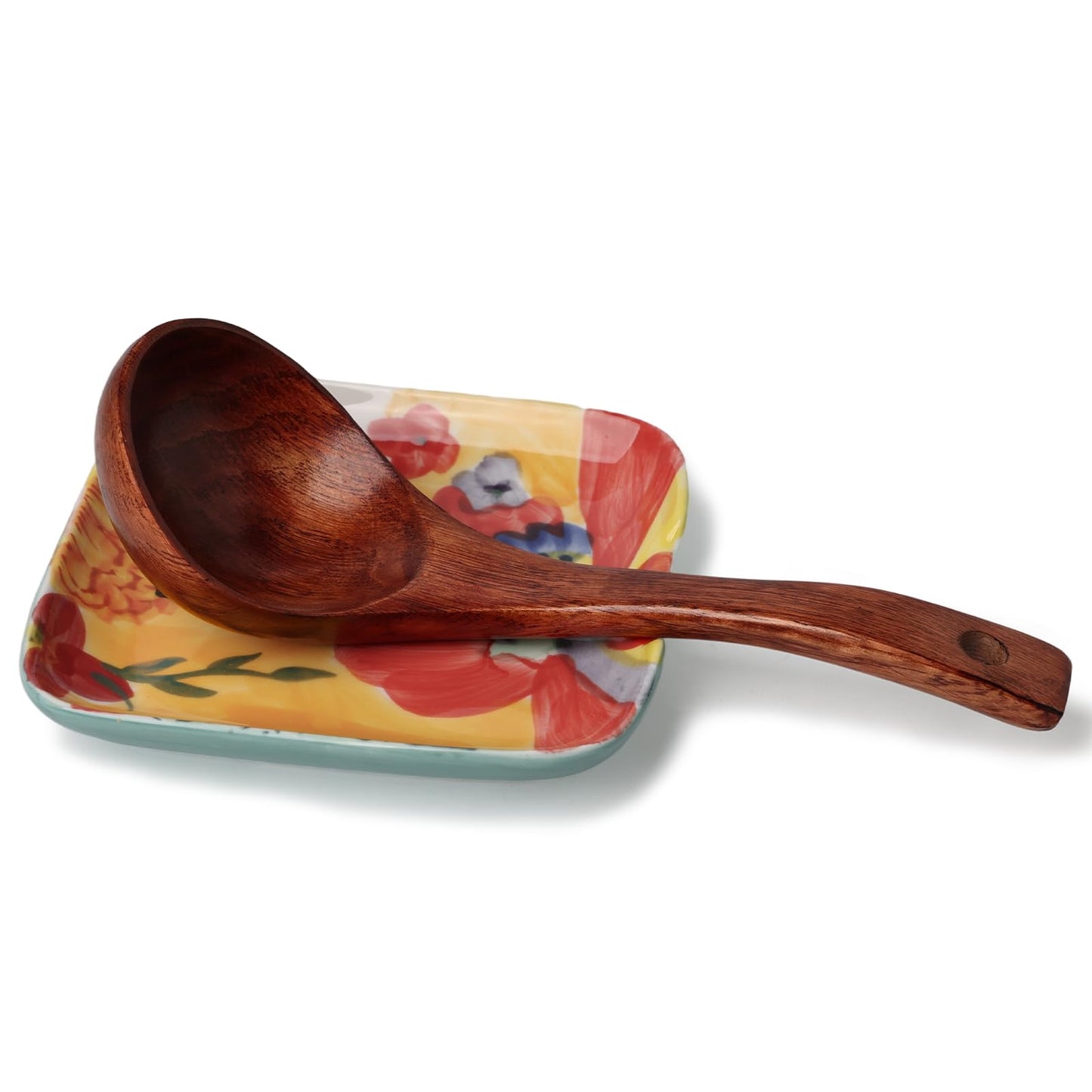 Colorful Hand Painted Spoon Rest 4.75 Inches Ceramic Spoon Holder for Kitchen Counter Stove Top, Dishwasher Safe, Multicolor