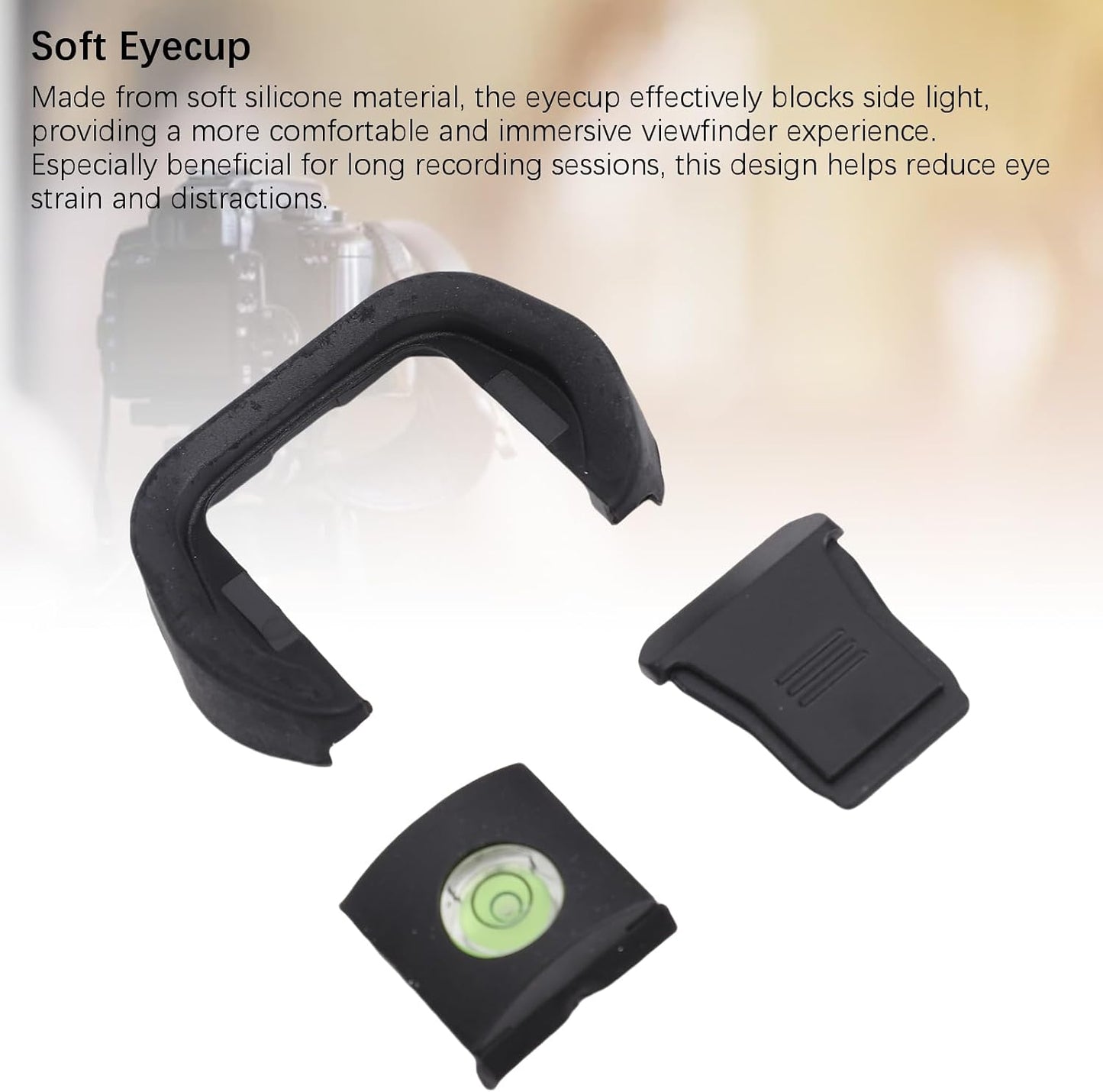 Camera Eyecup Hot Shoe Cover Spirit Level Kit, Soft Silicone Viewfinder Bubble Level for Mirrorless DSLR Cameras