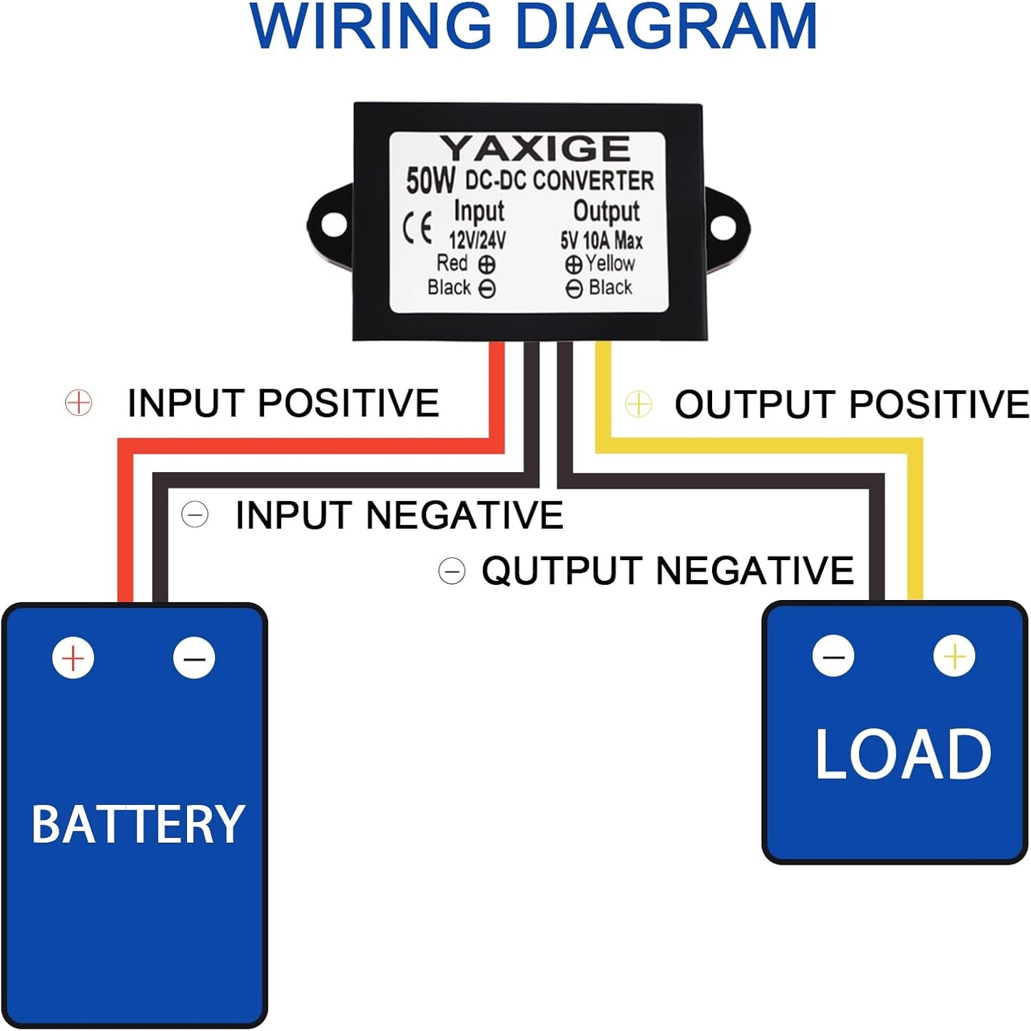 YAXIGE 3PCS 12V/24V 5V 10A 50W (10V-32V 5V, 10A) to Step-Down Converter Regulator Waterproof Step-Down Power Supply