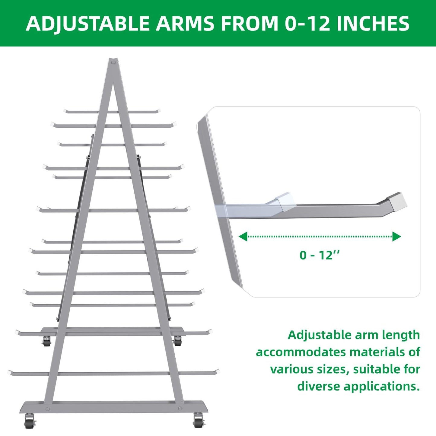 Teinfice 7-Tier Floor Standing Lumber Horizontal Storage Rack, Heavy-Duty Metal Adjustable Arms Pallet Racking, Up to 2500 LBS, Free Standing Bar Storage Cantilever Rack for Basement