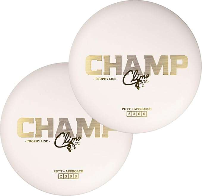 Climo Disc Golf Champ Putter 2-Pack - Trophy Line Plastic - 173+ Grams - White, Black, or Pink ??Matching Putters ??Ken Climo 12X World Champion