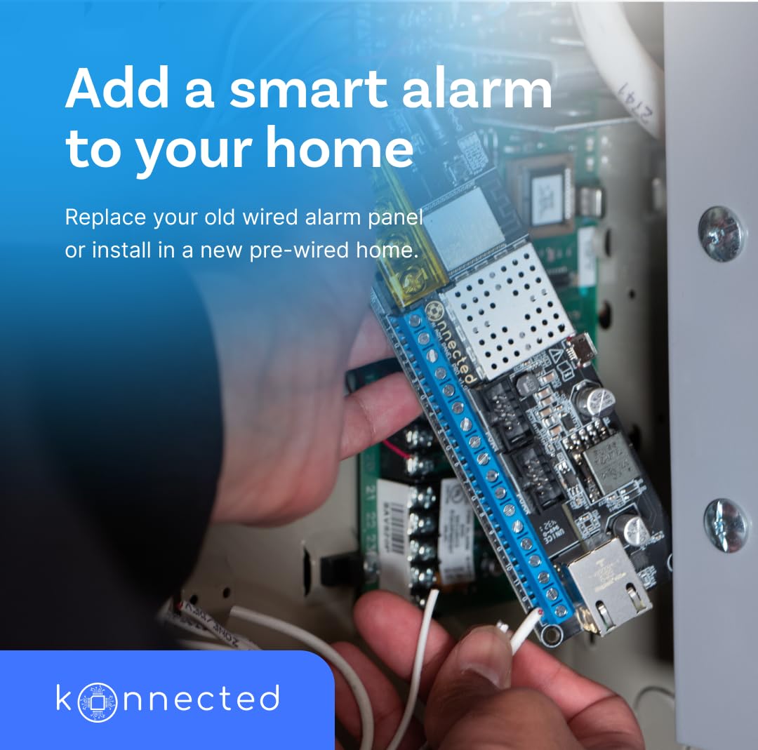 12-Zone Wired Smart Alarm Panel - Konnected Alarm Panel Pro Conversion Kit - Make Wired Alarm System Smart - SmartThings, Alexa - No Batteries or Monthly Subscription - Wi-Fi & Ethernet Connection