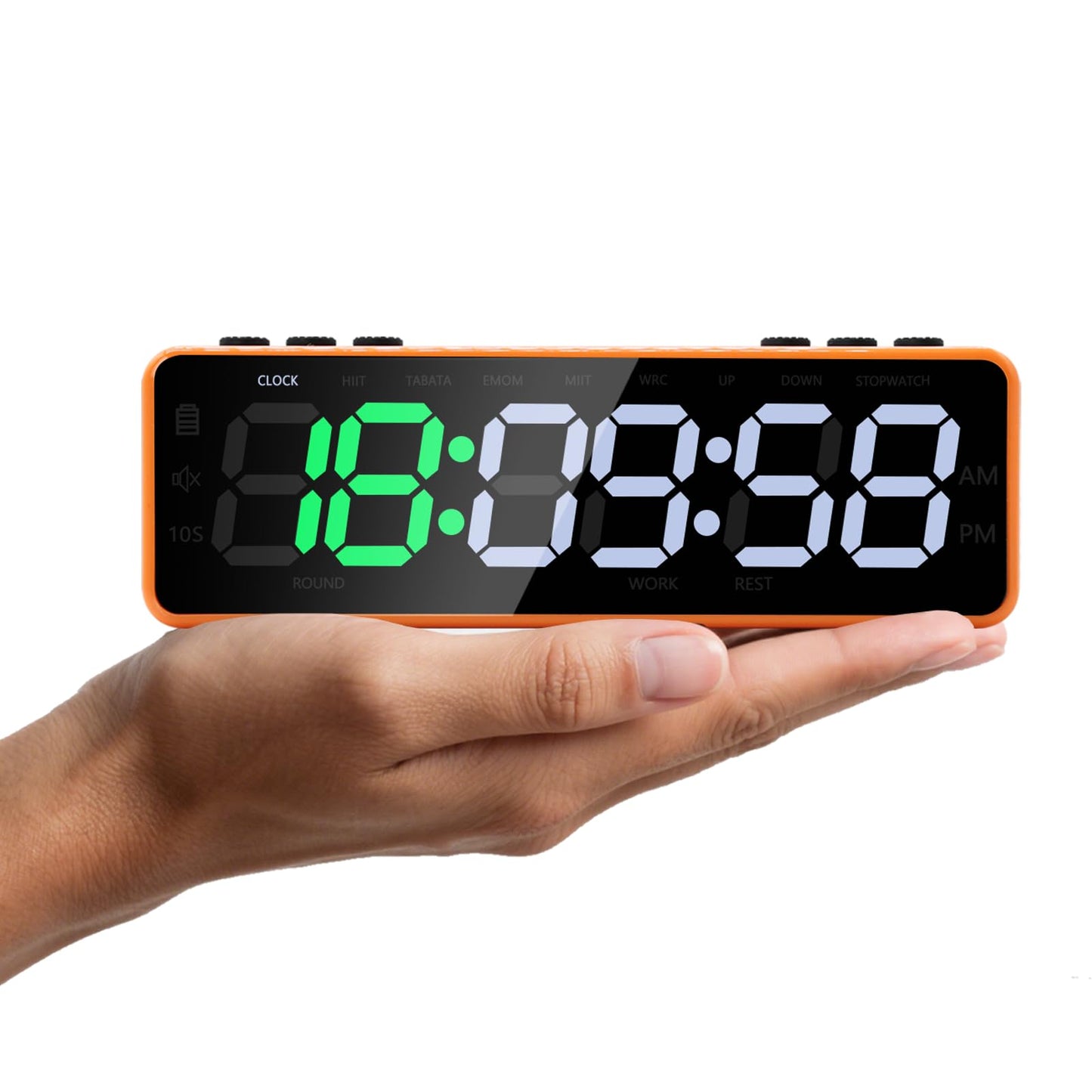 Portable Gym Timer with Strong Magnet for Home Gym, Interval Timer with Battery Supply, Workout Clock with Stopwatch, Count up/Down,Custom Interval for Fitness/Home/Boxing