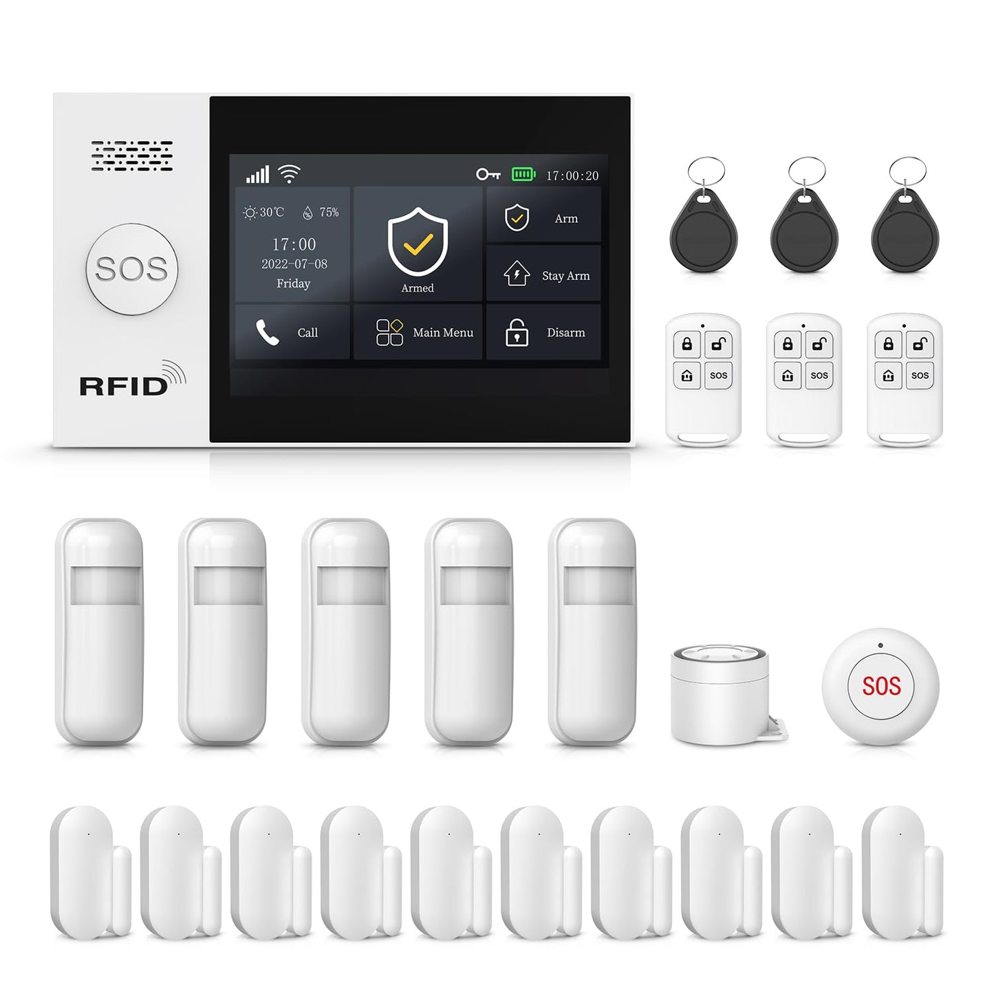 PGST Wireless Home Alarm System,Smart Home Security Systems with 4G SMS/Tuya App Instant Alerts,Motion Detector,Door Alarm Sensors,Compatible with Alexa and Google Home,No Monthly Fee