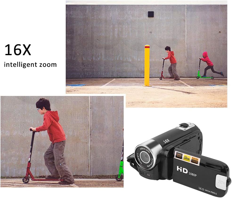 Focket 16X 2.7in 16MP 128GB Digital Zoom Video Camera Camcorder, LCD Screen Digital Camera Recorder Vlogging Camera