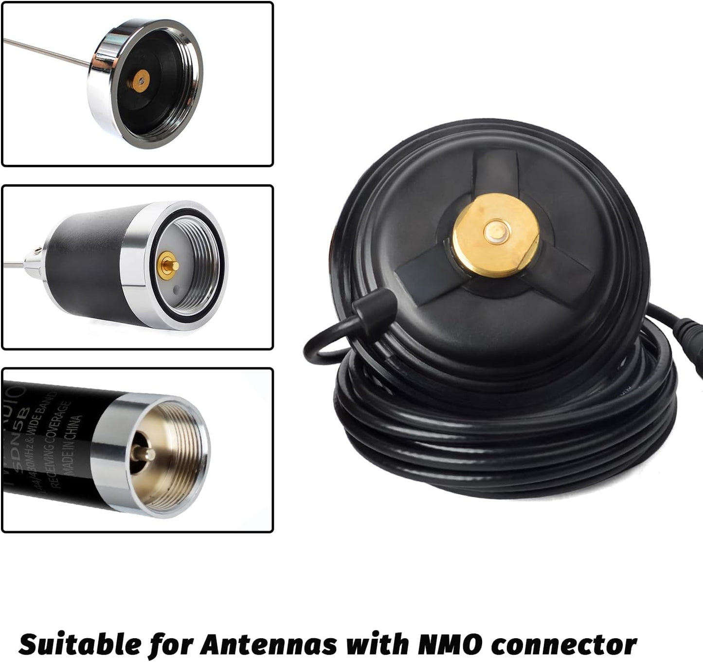 TWAYRDIO 4.3in 16.4ft RG58 PL259 NMO Antenna Mount, NMO Magnetic Mount with Low Loss Coaxial Cable Plug for VHF UHF HF