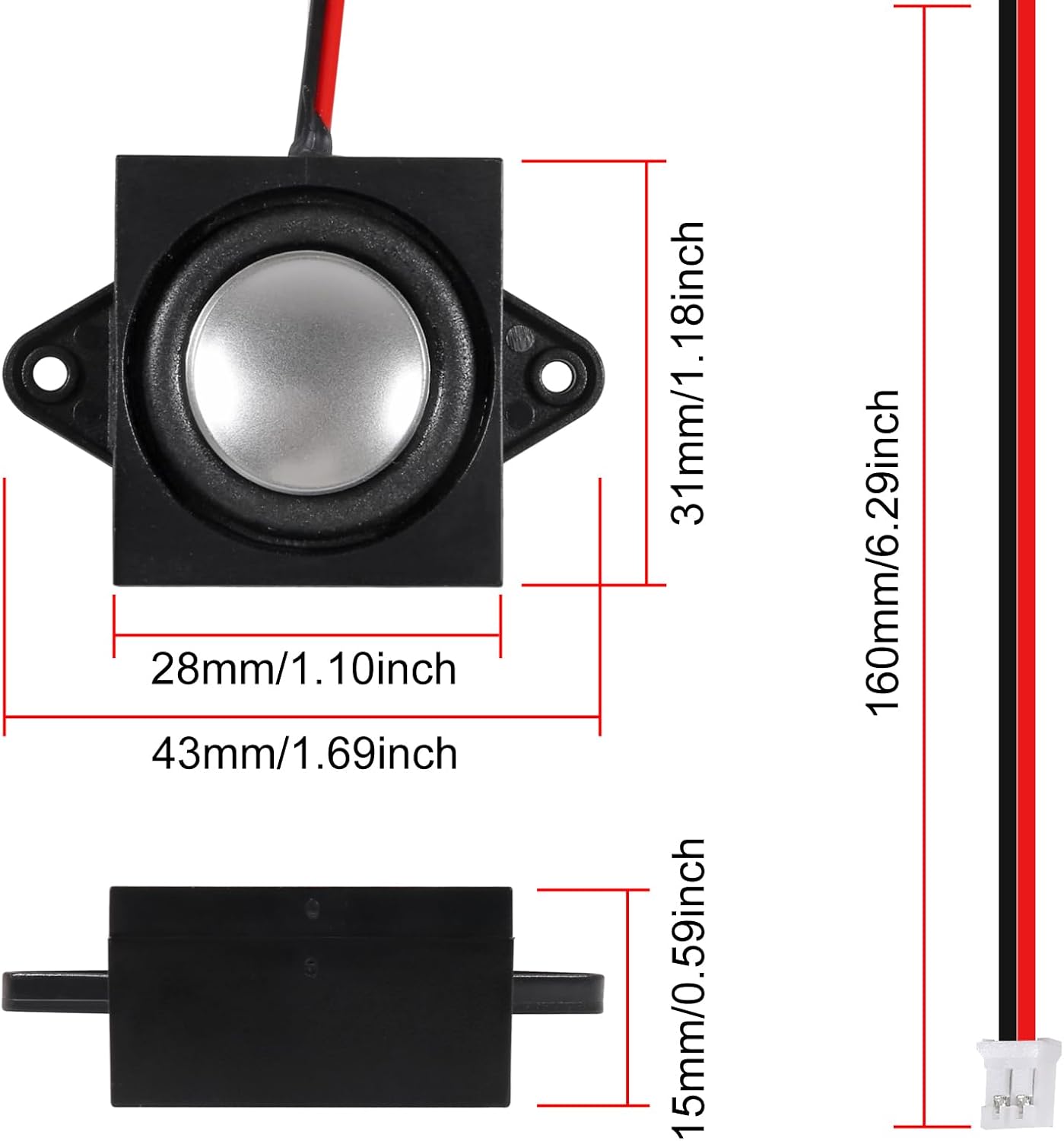 Shutao 1Pcs 3W 8 3 JST-PH2.0 Ohm Mini Loudspeakers Watt Interface Micro Speaker for Arduino, Small Electronic Projects
