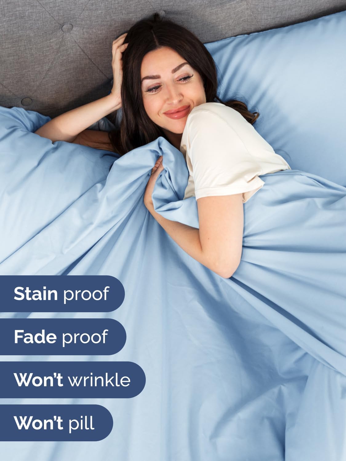 Skiennix Extra Deep Cal King Sheet Set - 6 Piece Breathable Cooling Bedding - Soft Wrinkle-Free Light Blue