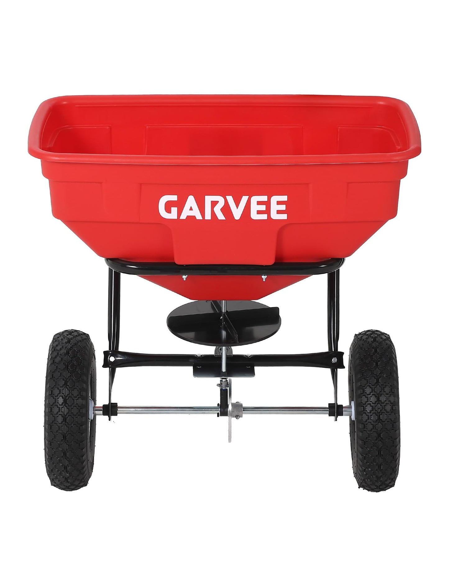 125 LBS Heavy Duty Tow Behind Broadcast Spreader, Adjustable Flow with 30 Settings, 9.8ft Spreading Width, Universal Hook for UTV/ATV/Tractor, Padded Control & Tool Pouch, Compatible with Fertilizer/G