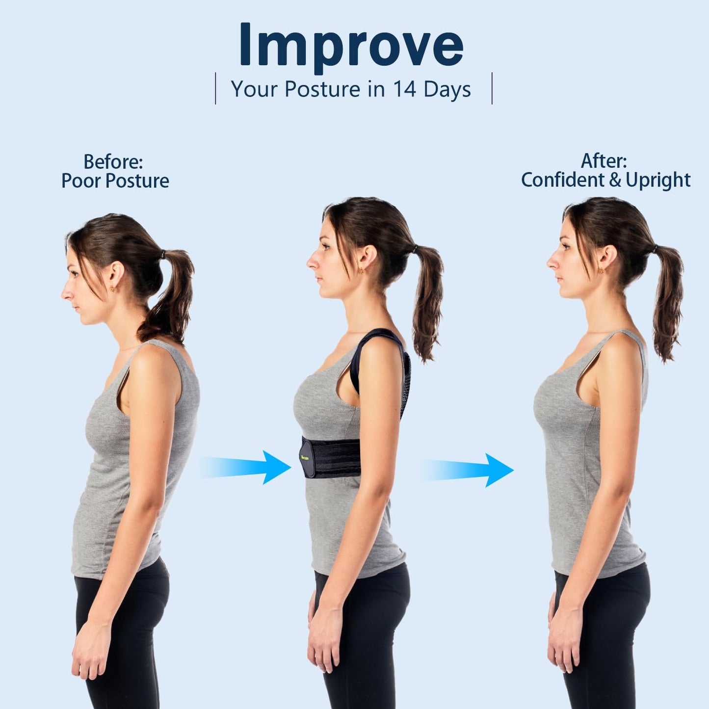 Mercase Professional Posture Corrector for Women and Men - Back Brace to Stop Slouching, Adjustable Full Back Support, Improve Spine Alignment & Stand Taller, Large(32-39 in)