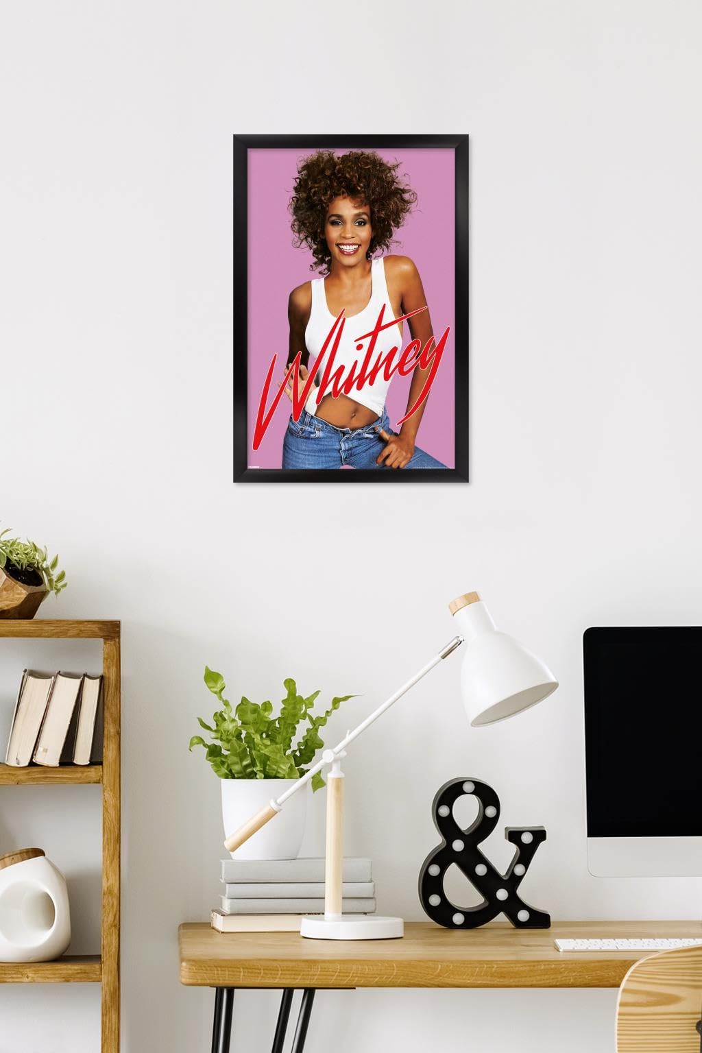 Trends International Whitney Houston - Jeans Wall Poster, 22.4L x 14.7W, Black Framed Version