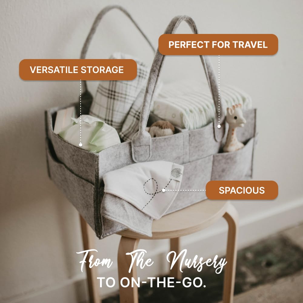 Parker Baby Co. Diaper Caddy - Large Nursery Storage Bin & Car Organizer for Diapers | Oatmeal