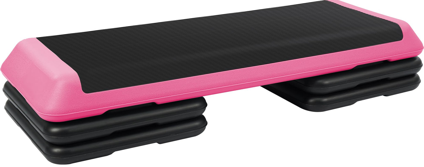 Fitvids 43''x 16'' Adjustable High Step Aerobic Step Platform with 4 Stackable Risers, Workout Step Platform for Exercise at Home, Stepper with Non-Slip Surface for Fitness Training, Cardio Strength, Pink