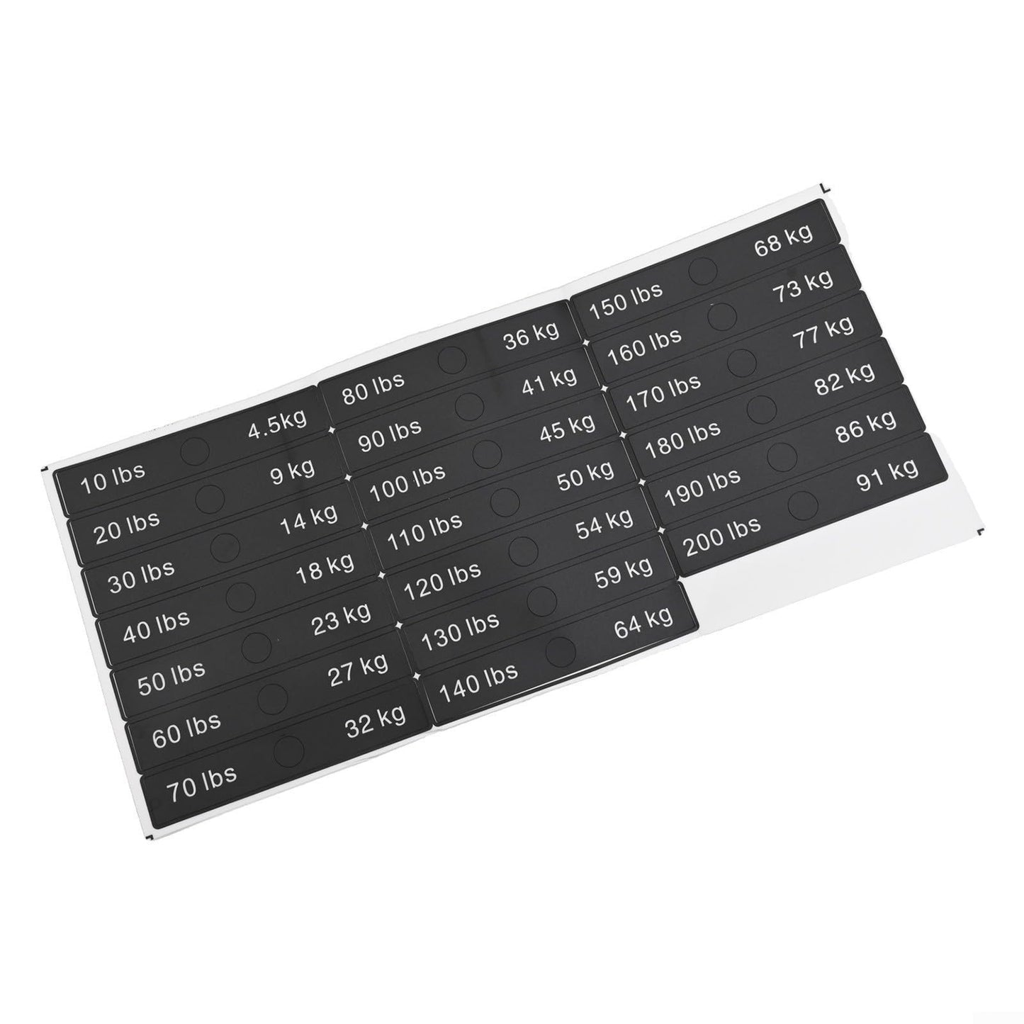 10LB-340LB Fitness Equipment Weight Stickers, PP Labels for Gym Weight Stack Blocks, Quick Identification for Dumbbells Barbells and Cable Machines, Black(10LB-200LB)