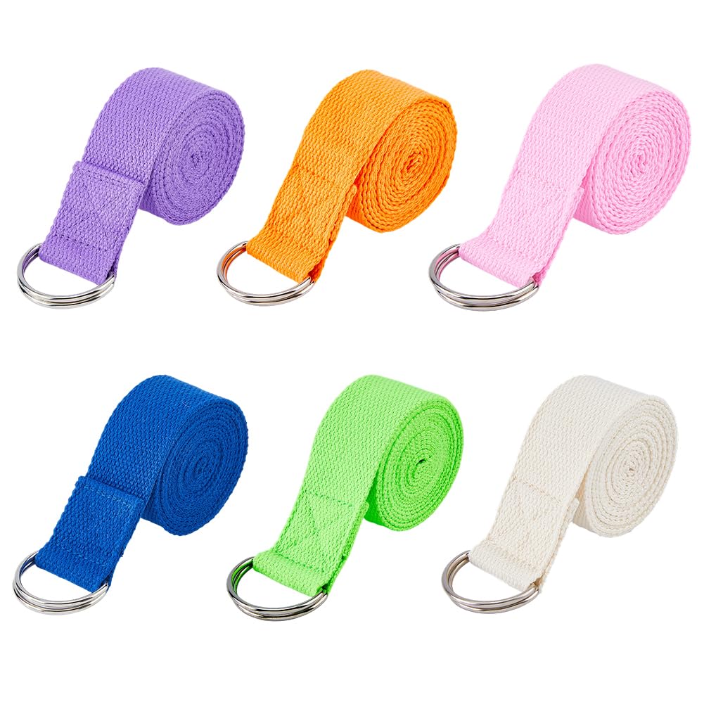 SUPERFINDINGS 6Pcs Yoga Strap for Stretching 5.94 Ft Yoga Exercise Adjustable Straps Bands Exercise Adjustable Strap with Adjustable D-Ring Buckle for Pilates Physical Therapy Dance Gym Workouts