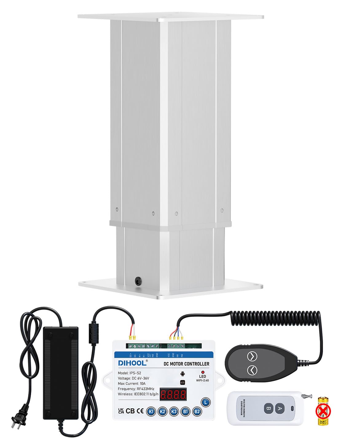DIHOOL Electric Lifting Platform,600Lbs Capacity,16.54"- 28.35" Height Adjustable Table Leg