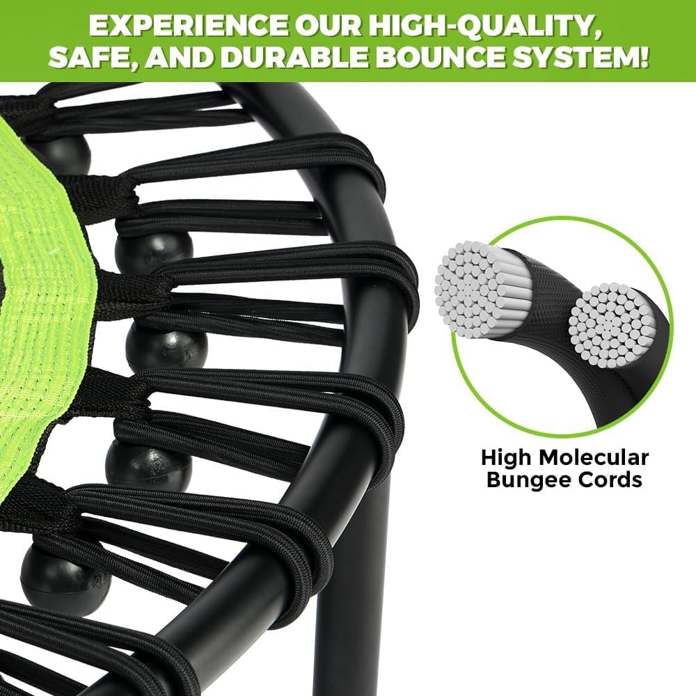 ONETWOFIT Foldable Rebounder Trampoline for Adults, 40/42/45” Mini Fitness Trampoline W/Adjustable Foam Handle Bungees, Quiet Exercise Trampoline for Personal Indoor Workout (45IN-with Handle)