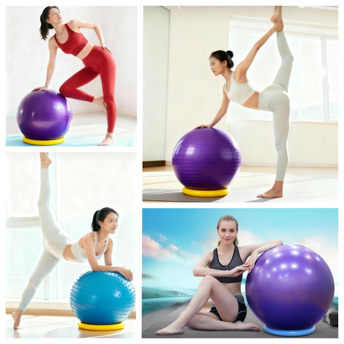 IRUZJZC Yoga Ball stabilizer Base with Anti Slip Ring - Used for Home Gyms and Offices, PVC Fitness Ball Holder with Anti Slip Stability and Enhanced Safety (Yellow)