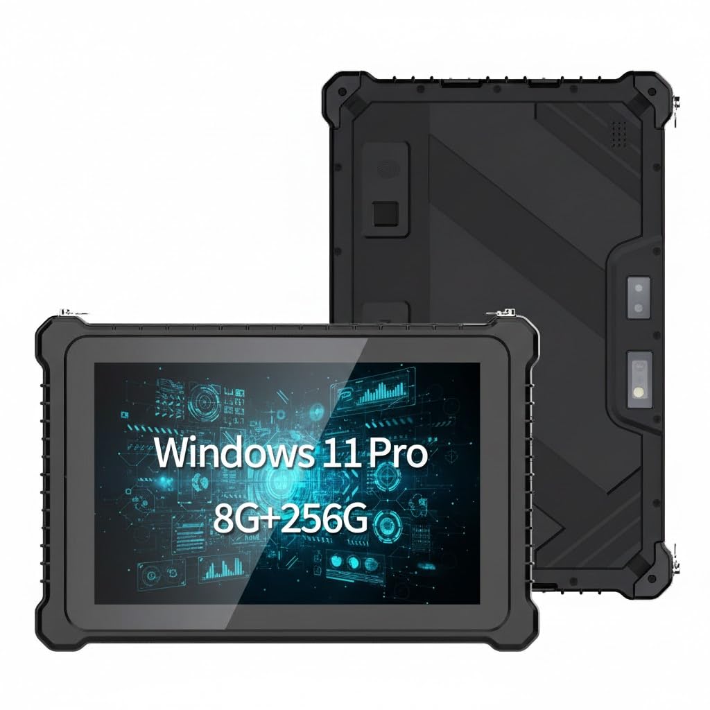 Tokigns 10.1 inch Rugged Tablet with 2D Barcode Scanner, Windows 11 Pro, 4G LTE, WiFi, GPS, NFC, 8GB+256GB Industrial Tablet PC, IP67 Waterproof, Sunlight Readable, Fingerprint, USB-C, 8000mAh