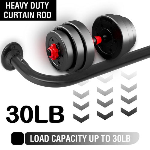 H.VERSAILTEX Wrap Around Black Curtain Rod for Windows 18.5 to 88.5 Inch, 3/4 Inch Adjustable Heavy Duty Blackout Curtain Rods Telescoping Curved Drapery Rods for living room Inoor/Outdoor