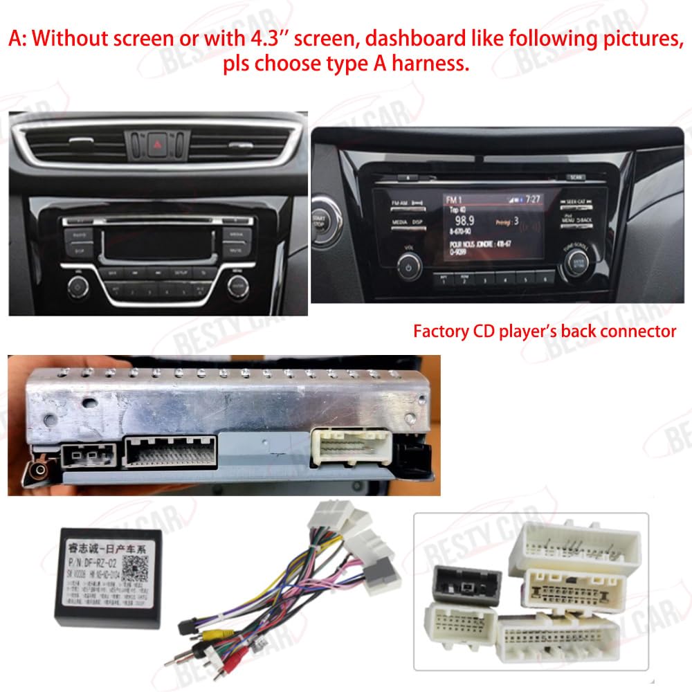 Bestycar 16pin Car Stereo Radio Power Retrofit Wiring Harness Cable Adapter fits for Nissan X-Trail Teana Altima Sylphy