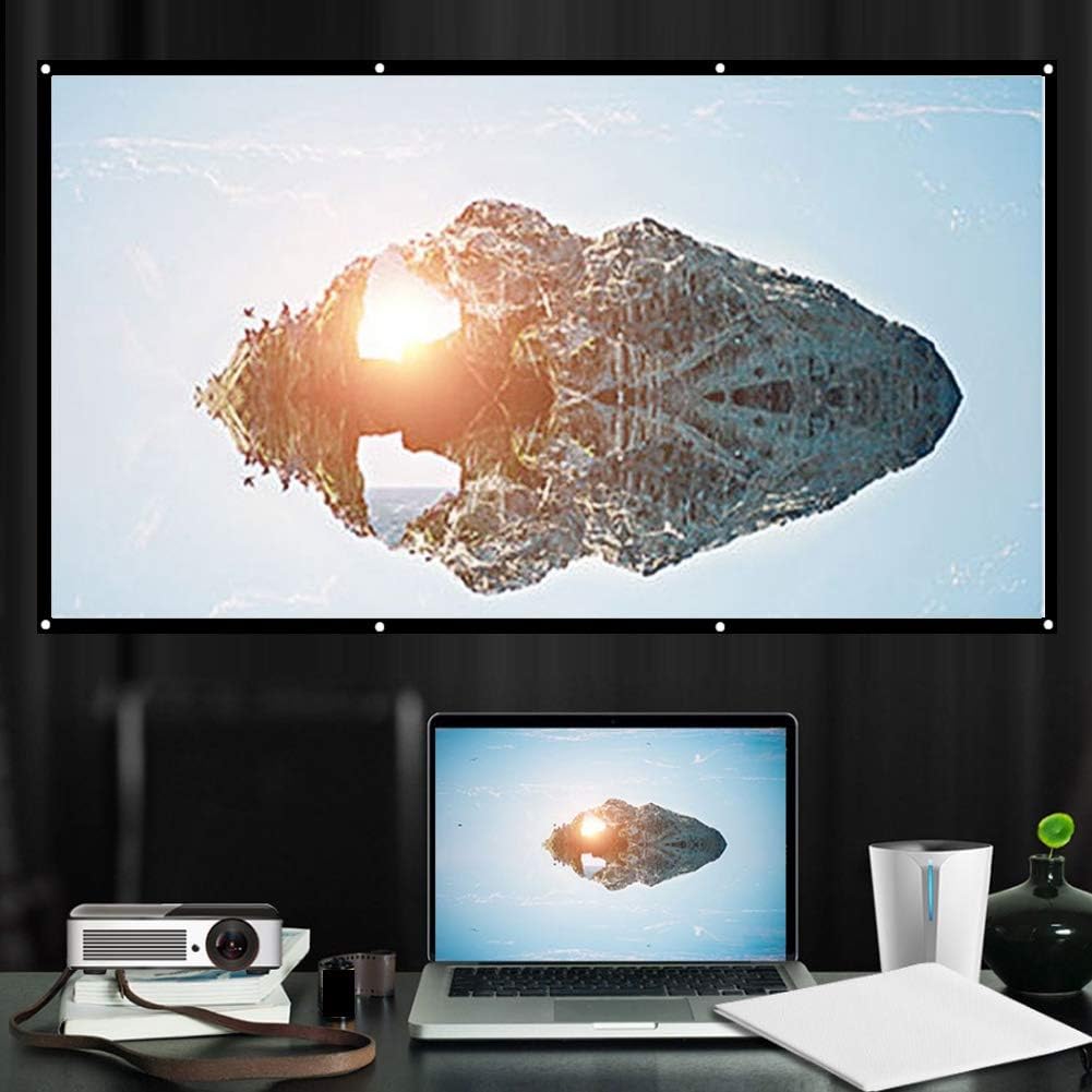 VBESTLIFE 72 inch 16:9 Thicken Portable Non Crease Foldable Projection Screen Soft White Polyester Projector Curtain