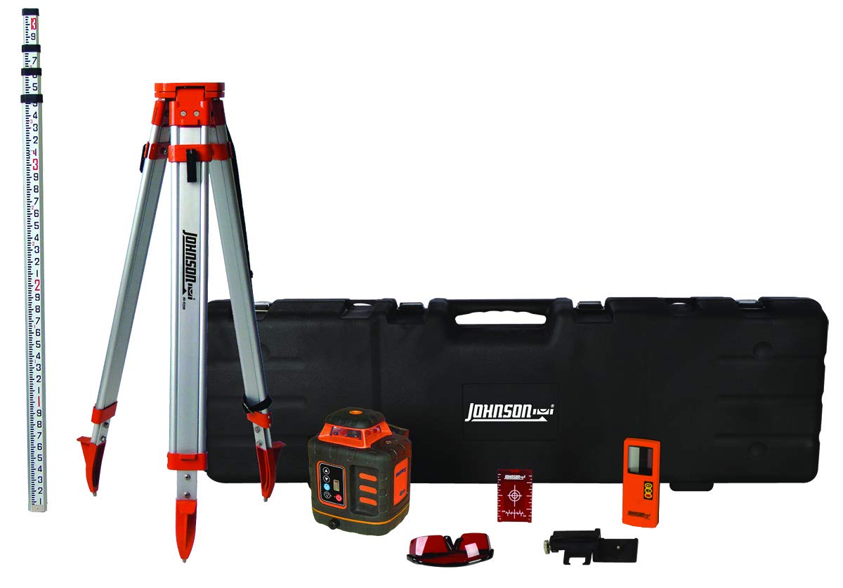 Johnson Level & Tool 99-027K Self-Leveling Rotary Laser System, 8.75", Red, 1 Kit,Orange