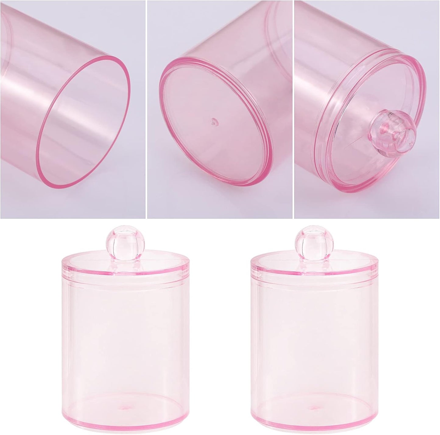 Tbestmax Qtip Holder - 2 Pack Bathroom Canisters for Cotton Ball & Swab Storage | Pink 10-Ounce