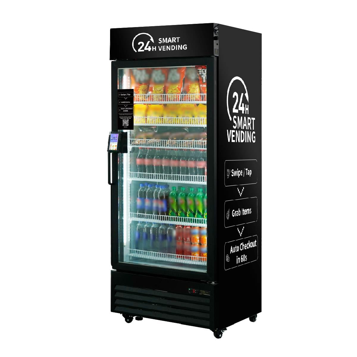 Vending Machine,Smart Refrigerated Vending Machine with Touch Card Reader (Black, Max)