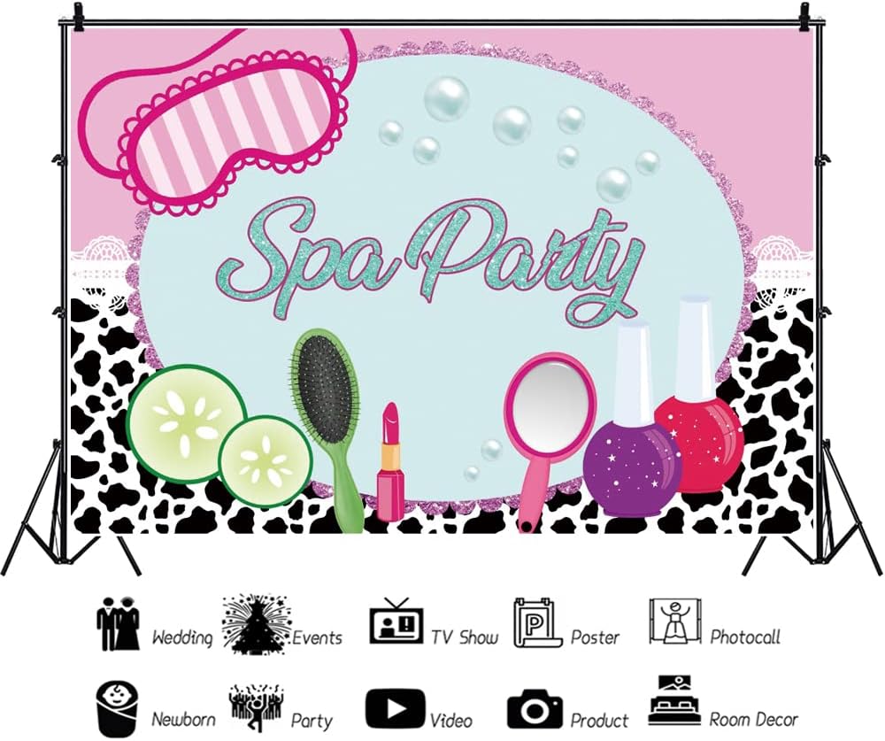 DORCEV 7x5ft Spa Party Decorations for Girls Spa Party Backdrop Sweet Pink Party Background for Photography Makeup