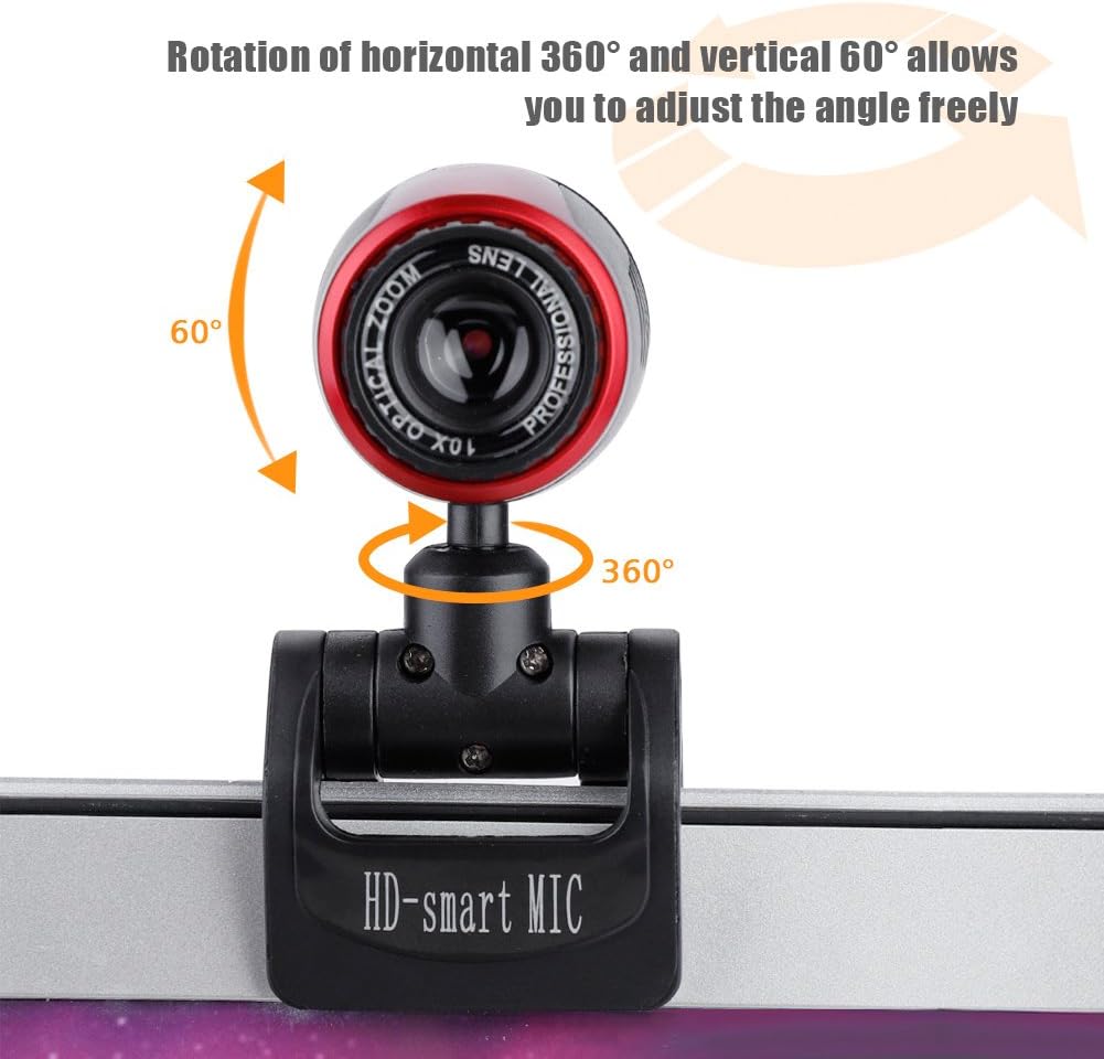 Mugast 16MP 360 60 USB Webcam with Microphone, Web Camera with Rotation of Horizontal and Vertical for Both Laptop