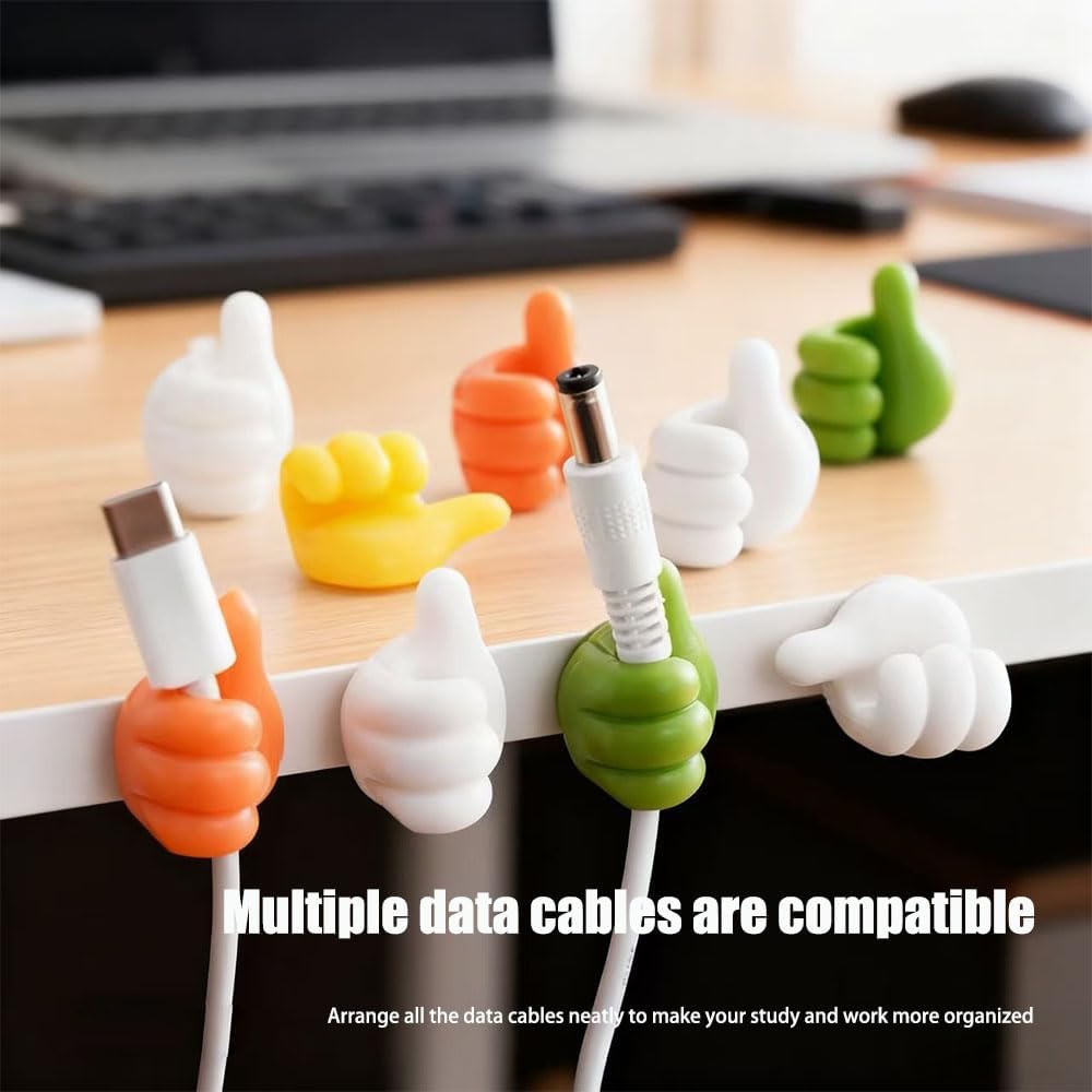 LXNIEPAN 24Pcs Creative Silicone Thumb Cable ClipsSelf Adhesive Fun Cord Holders for Desk Wall Car Nightstand, Cord