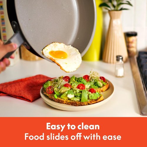 Bella 9-Piece Nonstick Ceramic Cookware Set - Dishwasher & Oven Safe | Stackable Design, Black