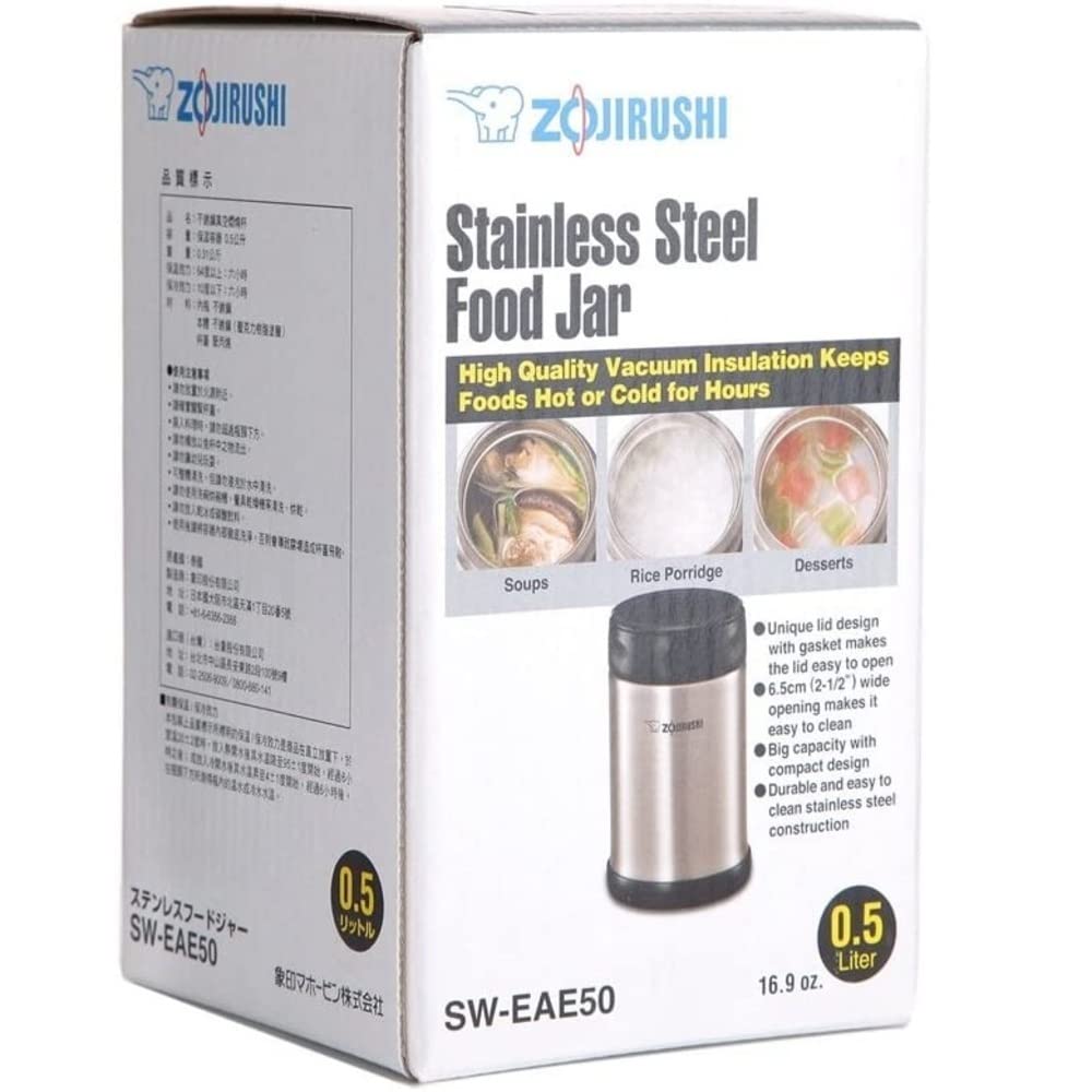 Zojirushi Steel Food Jar, Medium, Black/Stainless