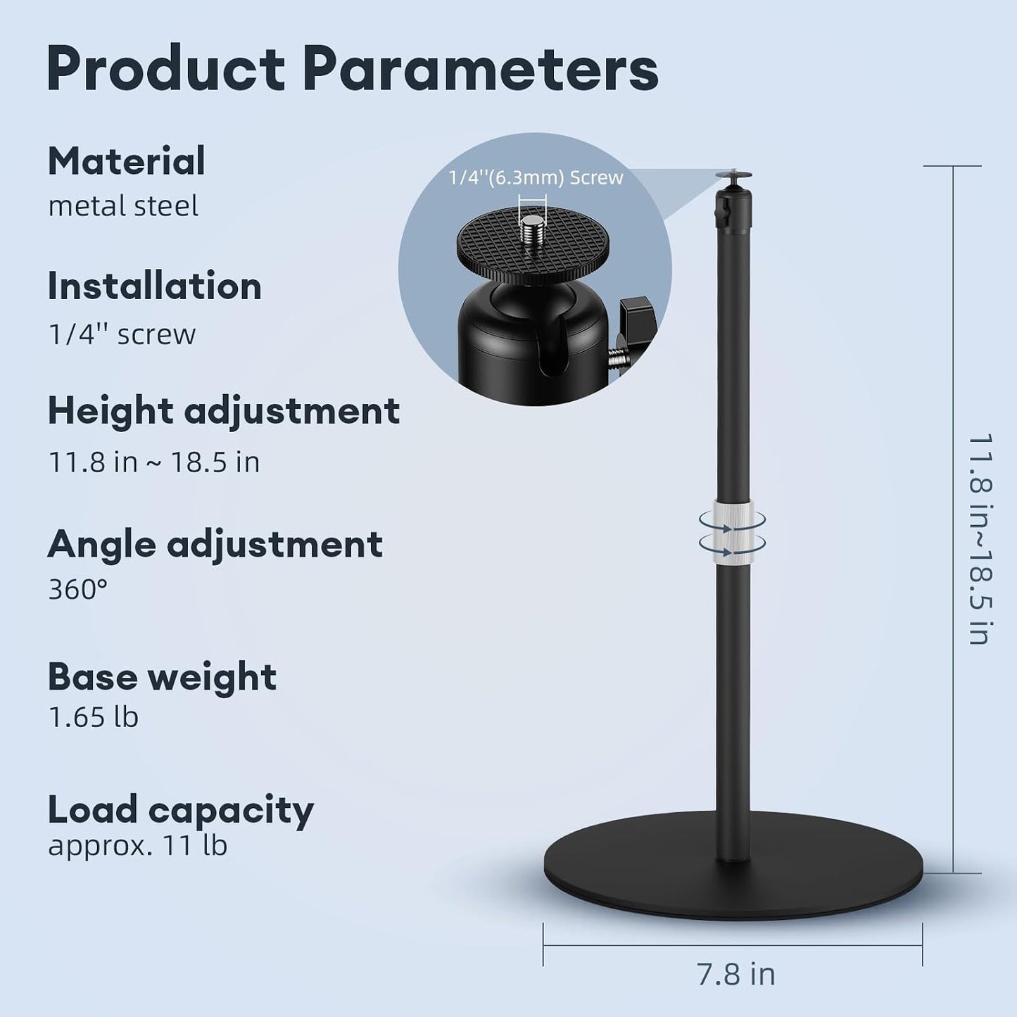 SuppoHold 1/4'' 11.8''~18.5'' Projector Mount Stand Compatible with Nebula/XGIMI/TMY/HAPPRUN and More, Metal Base