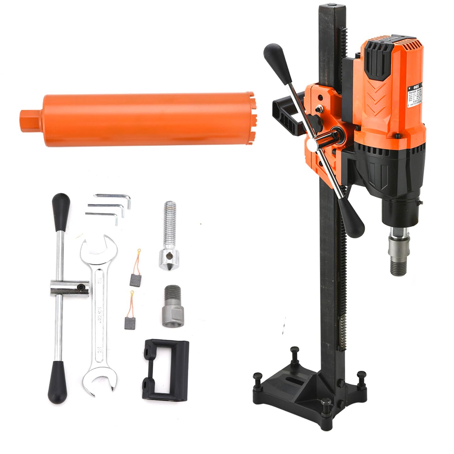 BHTOP Diamond Core Drilling Machine with Bit, 8 in Wet Concrete Core Drill Rig with Stand Wheel, 750RPM Speed & 1-1/4" Thread & Lifting Handle, Drilling Diameter for Concrete Brick Stone