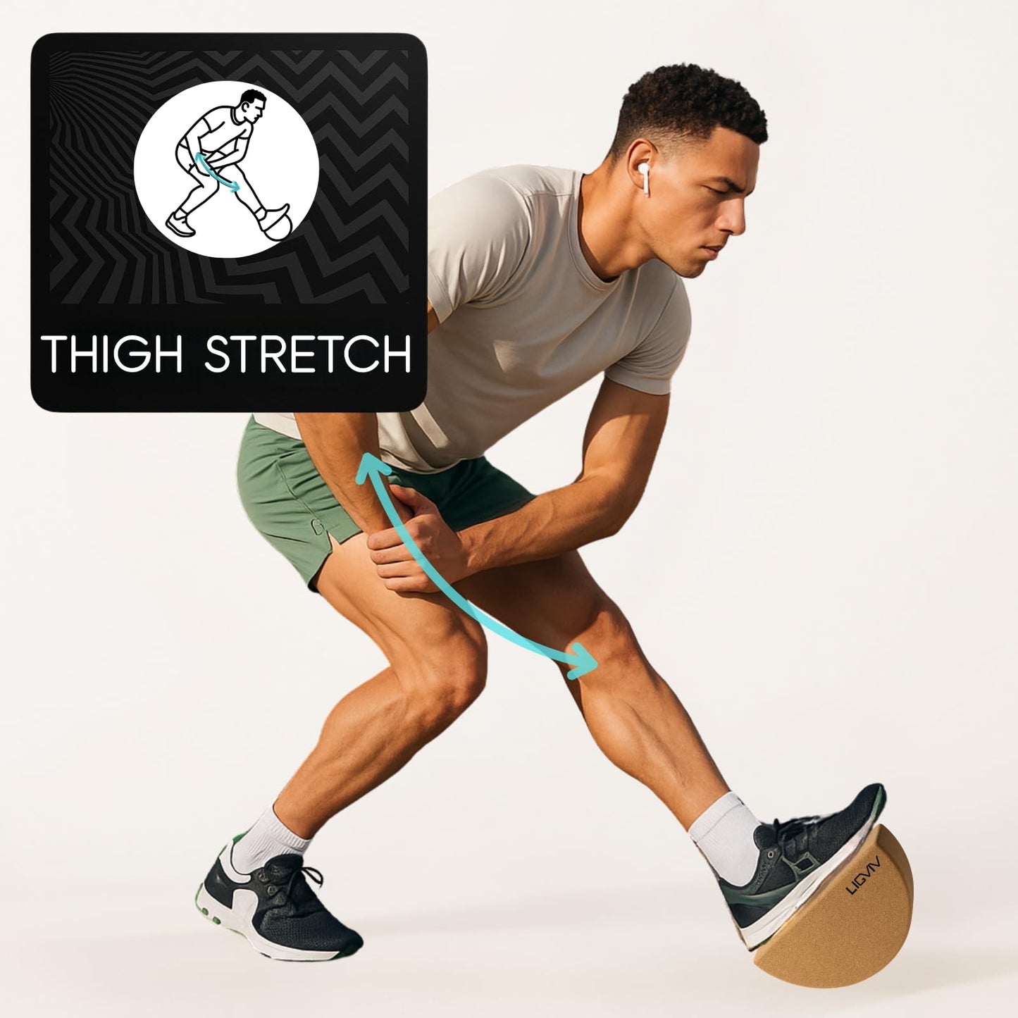 LIGVIV Calf and Foot Stretcher, Adjustable 0-90° Cork Rocker Board for Muscle Stretching, Physical Therapy and Plantar Fasciitis Relief