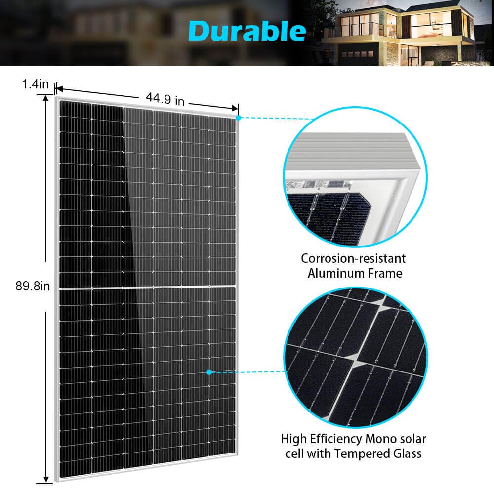 SUNGOLDPOWER 18PCS 550W Solar Panel,UL61730,18BB Monocrystalline Grade A Cell,Rigid,High Efficiency,IP68，charging 12V/24V/48V Battery on Rooftop,Yard,Marine,on/off Grid system CEC listed (Total 9900W)