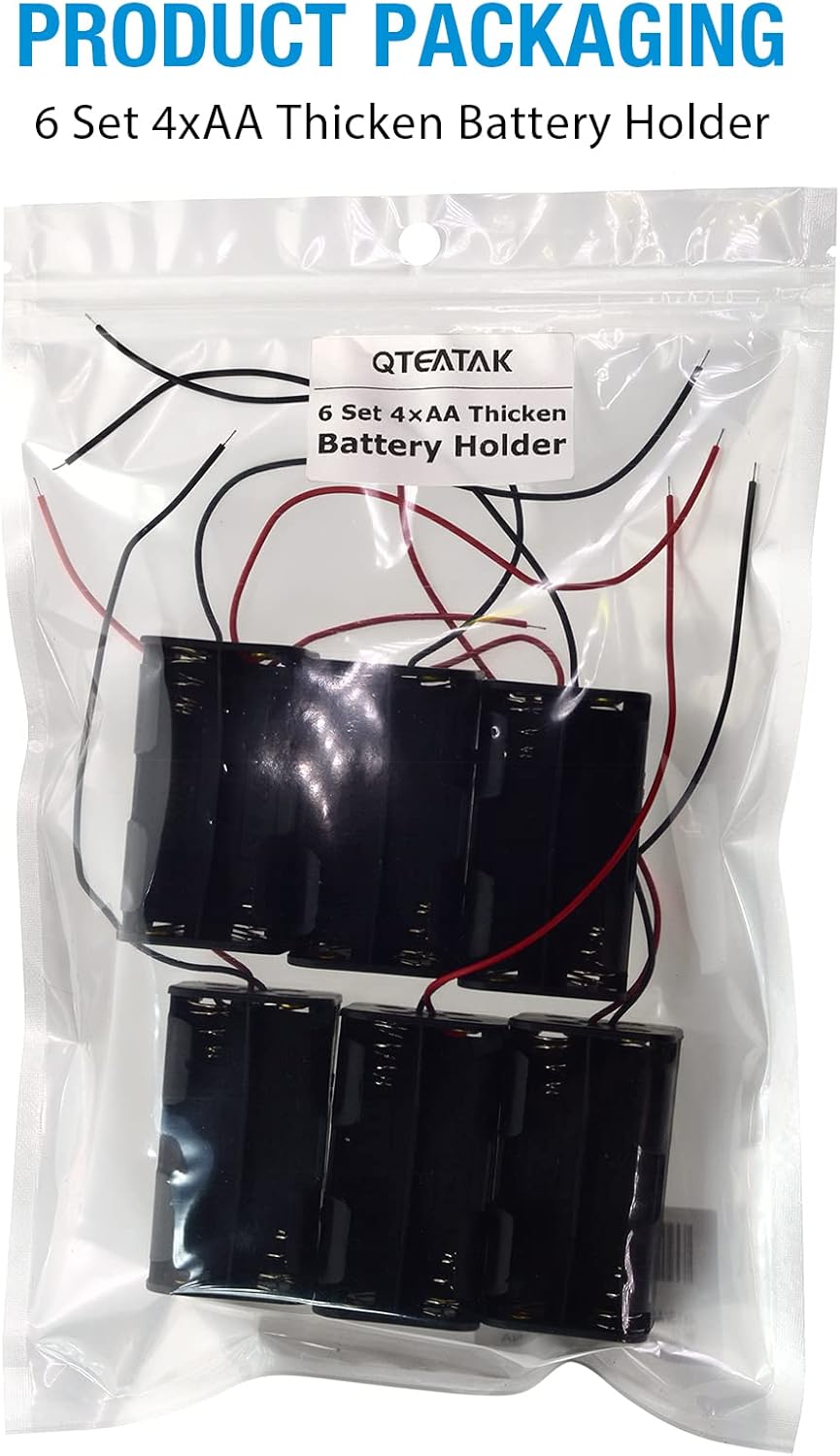 QTEATAK 4 1.5V x AA Batteries Battery Holder Wire Leads