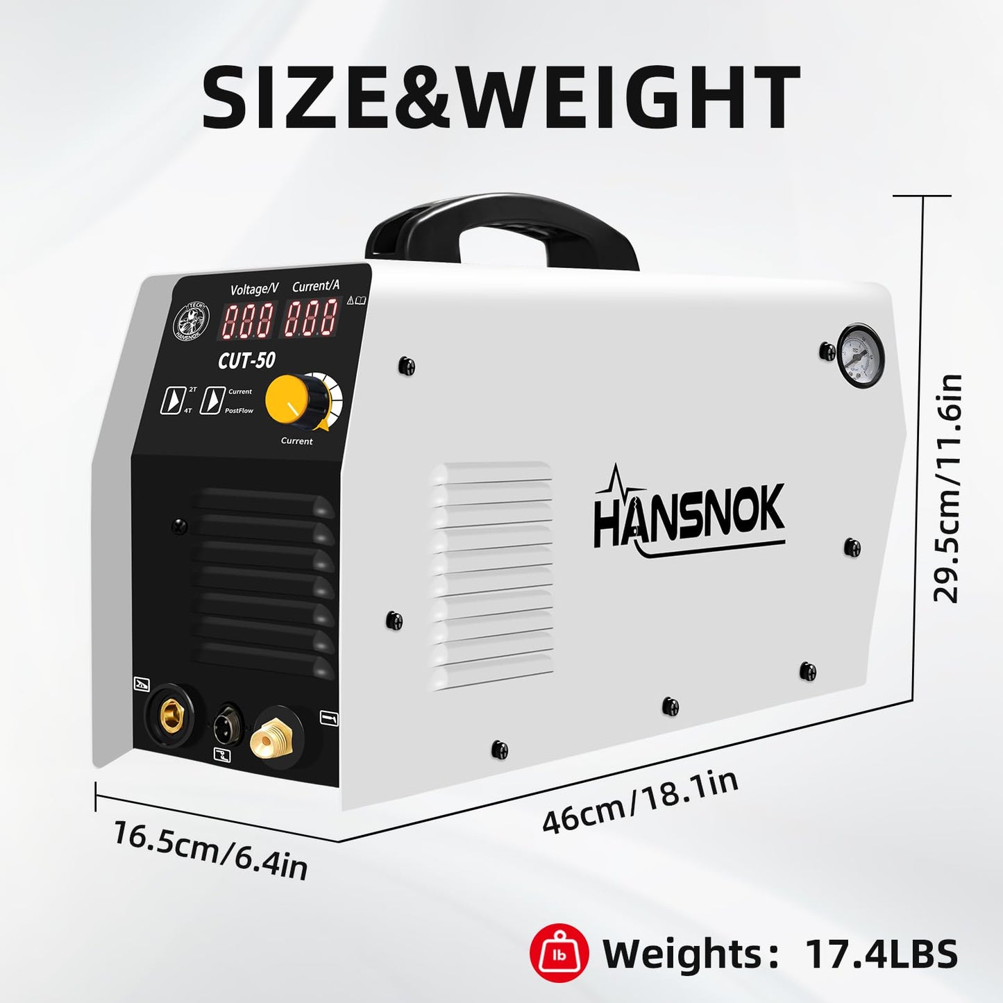 HANSNOK Plasma Cutter,50Amps Cutter Machine with 110/220V Dual Voltage IGBT Inverter,Large Digital Display,Air Sensor,1/2 Inch Clean Cut 5/8 Inch Max Cut Post Flow and 2T/4T,Portable Metal Cutting