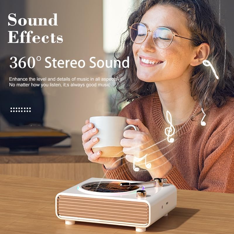 Strackvial Retro Bluetooth Speaker, Wireless Speakers with Bluetooth Desktop Music Player, Portable Record Player