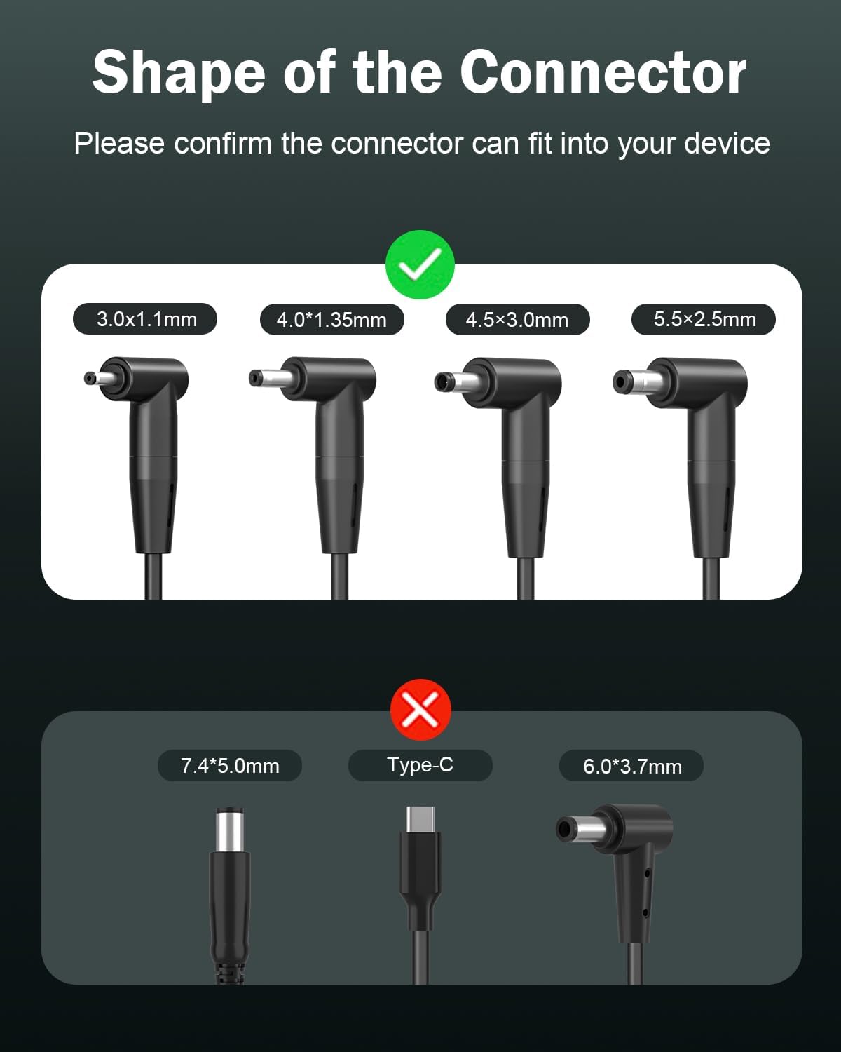 Superer 65W, 45W, 33W Laptop Charger Fit for Asus Vivobook, Zenbook and More Series Power Cord, Power Lamp, Extended