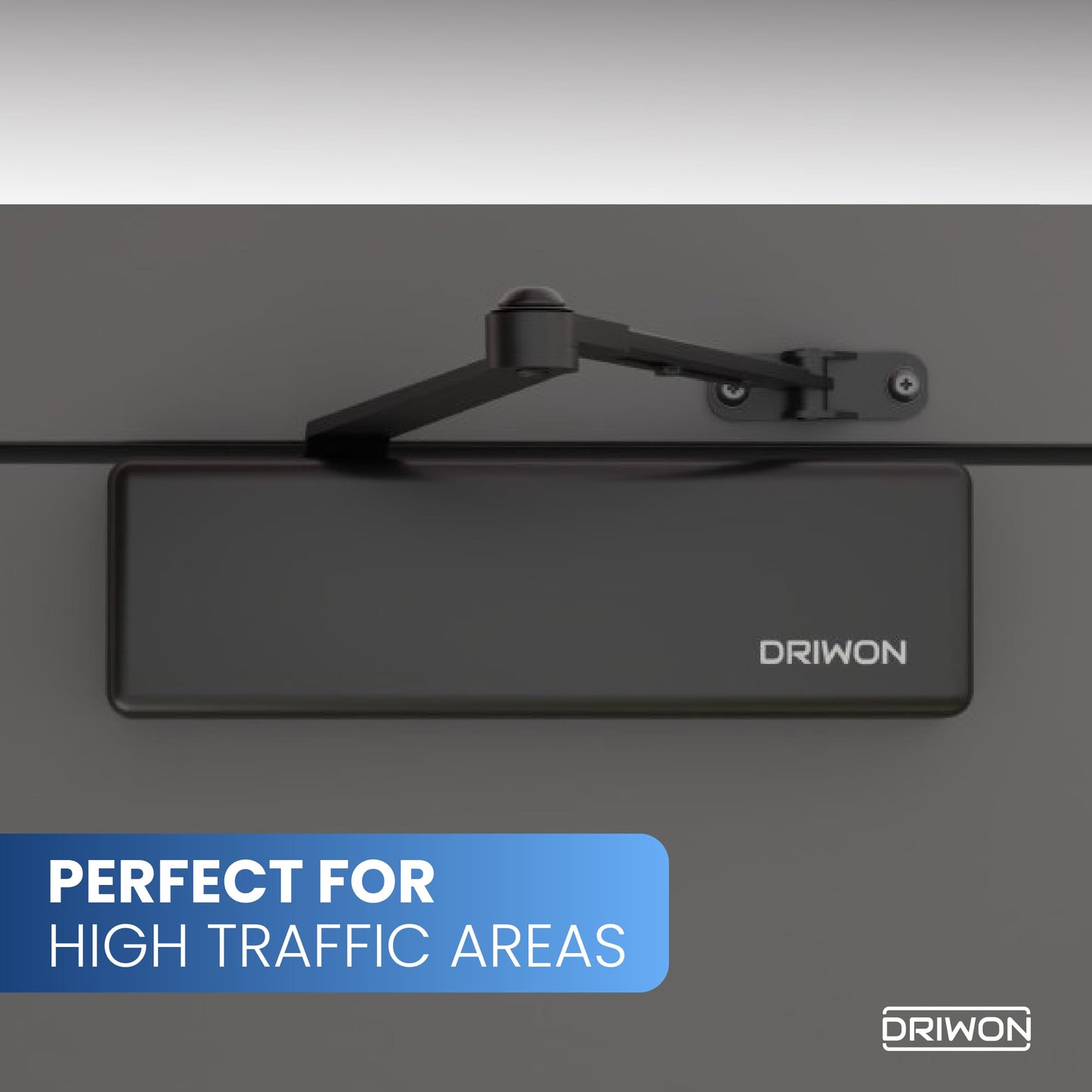 Commercial Extra Heavy Duty Hydraulic Door Closer - DRIWON DN-9500 Black -Sturdy Cast Iron Body, Steel Arm, Attractive Powder Coated Finish, Adjustable for High Traffic