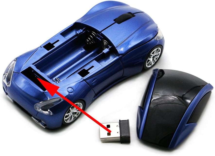 Ai5G Mice Ai5G 2.4Ghz Race Car Mouse Wireless Sports Car Shaped Mouse Computer Optical Mice with Led Light for Desktop