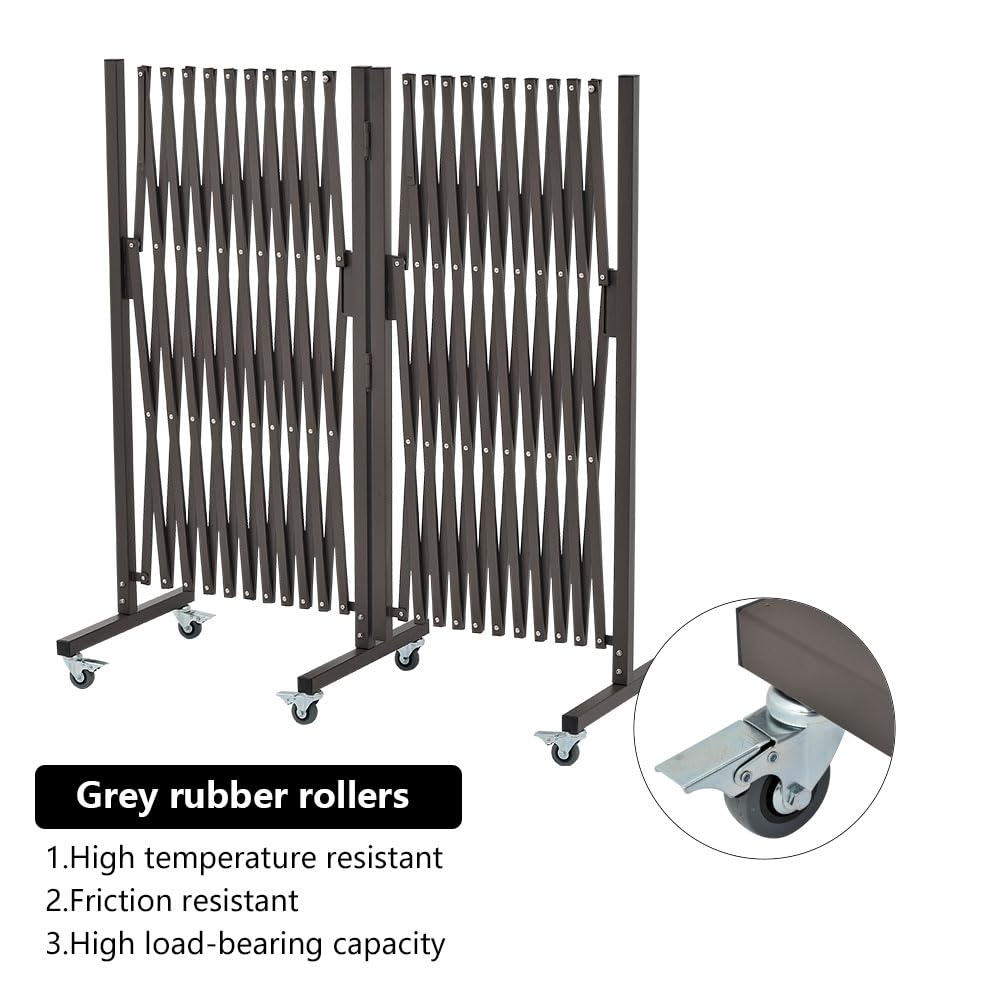 GYMTIME Industrial Expandable Metal Barricade, Portable Safety Barrier with Casters, Mobile Folding Scissor Gate, Aluminum Retractable Fence, 0-180 Degree Rotating, 23.6 Feet, Indoors Outdoors