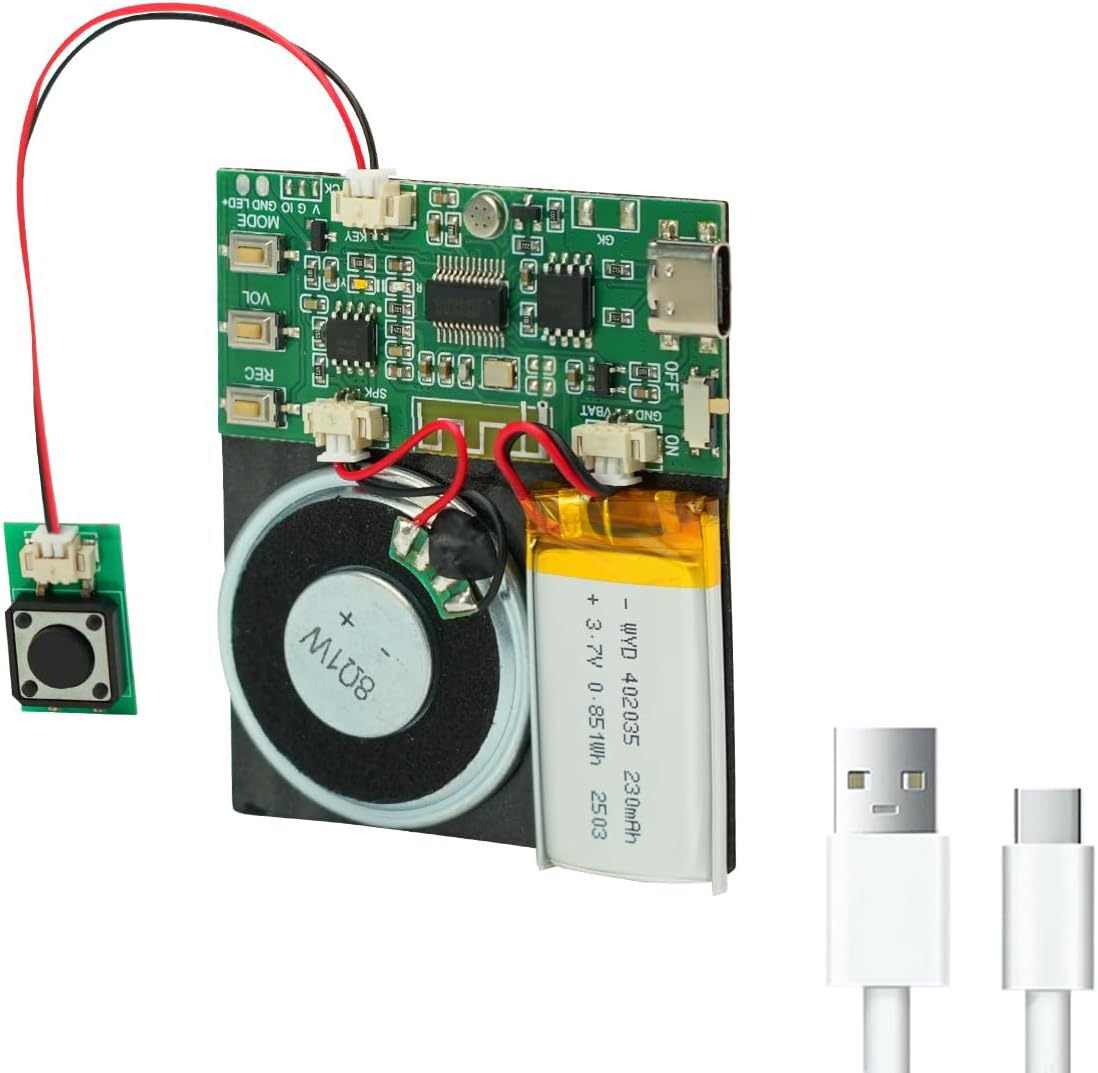 XLW 8MB Speaker,8 Sound Module, Support Bluetooth & MIC Recording Audio, Voice Chips with Min Easy Sound Recording Chip